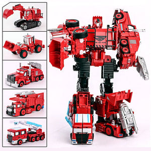 Transformation Robot Car Alloy Fire Engine Construction