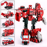 Transformation Robot Car Alloy Fire Engine Construction