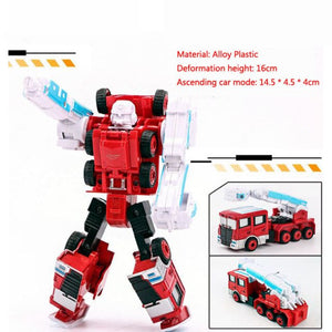 Transformation Robot Car Alloy Fire Engine Construction