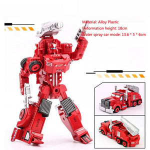 Transformation Robot Car Alloy Fire Engine Construction