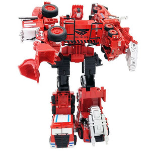 Transformation Robot Car Alloy Fire Engine Construction
